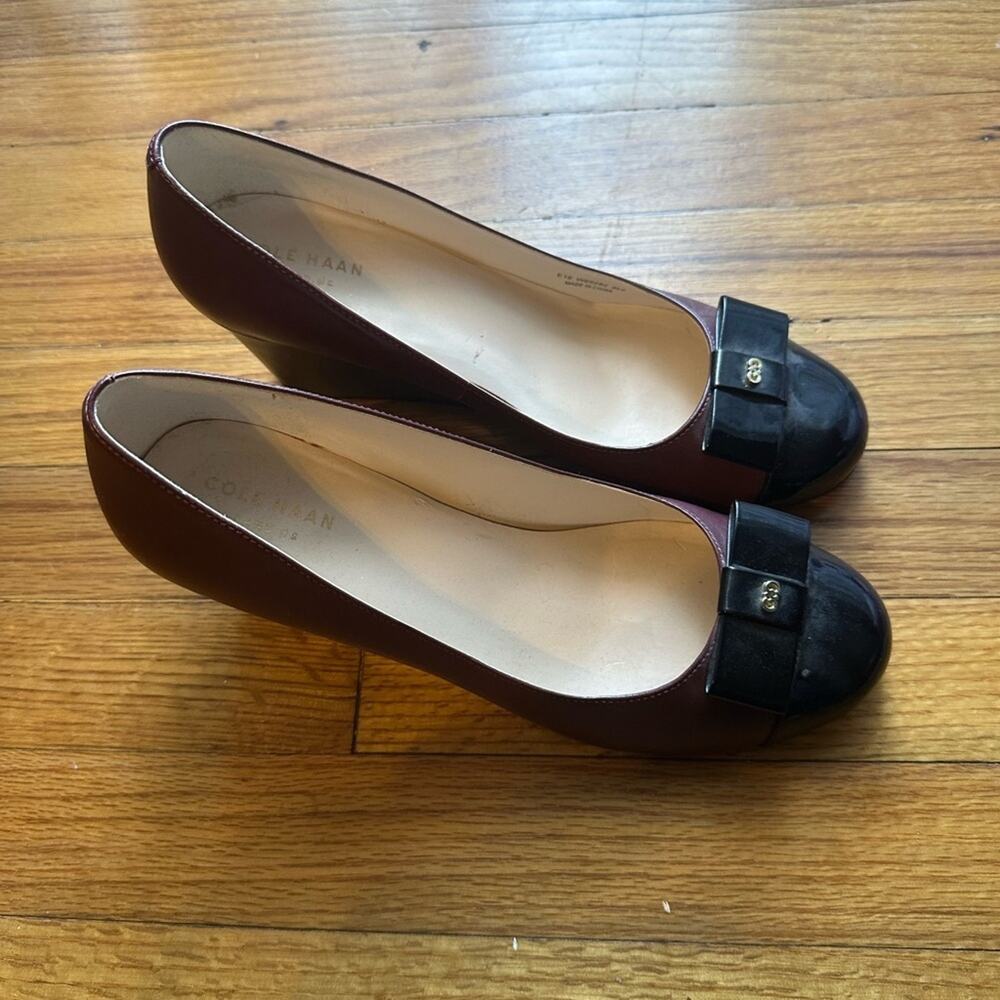 Cole Haan Burgundy and Black Wedge Pumps